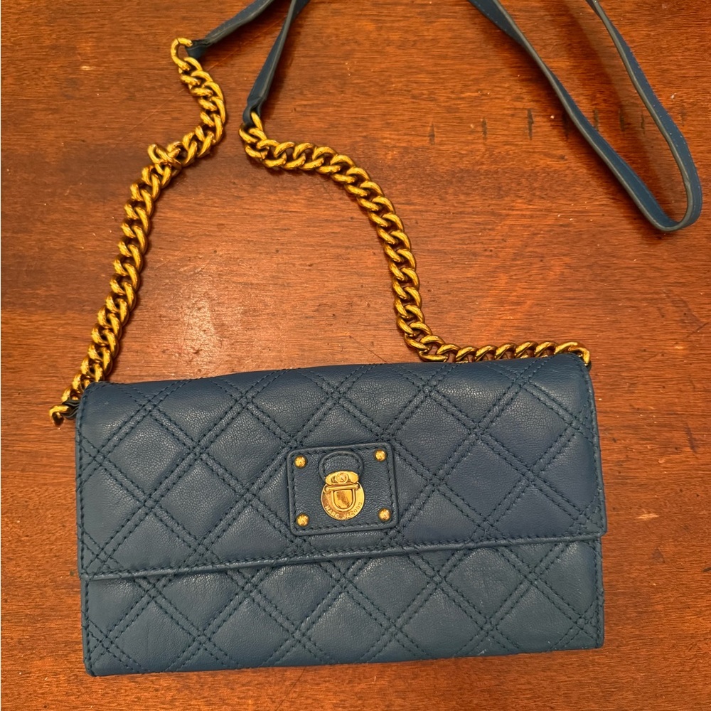 Marc Jacobs Single Quilted Blue Crossbody Bag